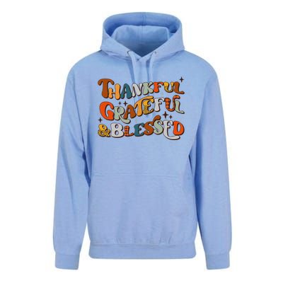 Retro Thankful Grateful Blessed Fall Colors Thanksgiving Unisex Surf Hoodie