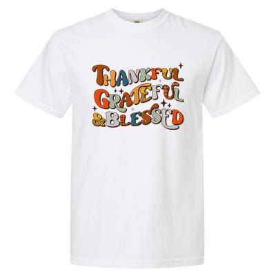 Retro Thankful Grateful Blessed Fall Colors Thanksgiving Garment-Dyed Heavyweight T-Shirt