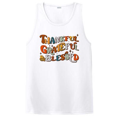 Retro Thankful Grateful Blessed Fall Colors Thanksgiving PosiCharge Competitor Tank