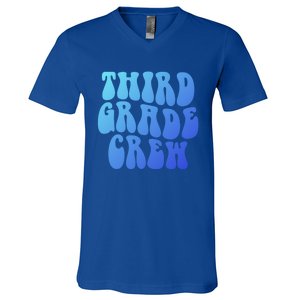 Retro Third Grade Crew 3Rd Grade Teacher Back To School Cool Gift V-Neck T-Shirt