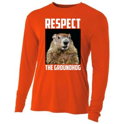 Respect The Groundhog Woodchuck Photo Ground Hog Day Cooling Performance Long Sleeve Crew