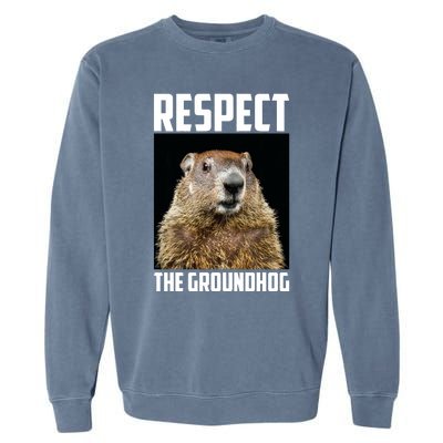 Respect The Groundhog Woodchuck Photo Ground Hog Day Garment-Dyed Sweatshirt