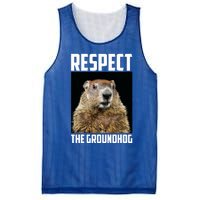 Respect The Groundhog Woodchuck Photo Ground Hog Day Mesh Reversible Basketball Jersey Tank