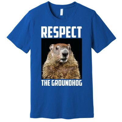 Respect The Groundhog Woodchuck Photo Ground Hog Day Premium T-Shirt