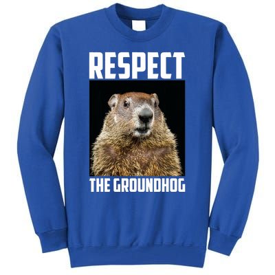 Respect The Groundhog Woodchuck Photo Ground Hog Day Tall Sweatshirt