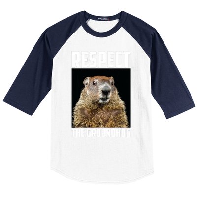 Respect The Groundhog Woodchuck Photo Ground Hog Day Baseball Sleeve Shirt