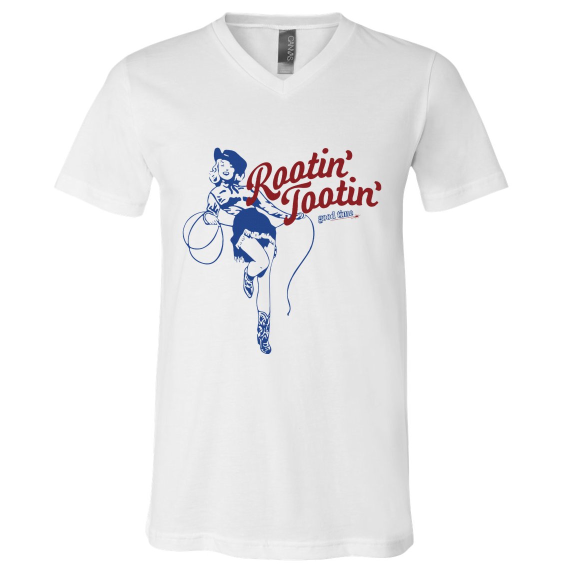 Rootin Tootin Good Time Cowgirl Funny Saying V-Neck T-Shirt