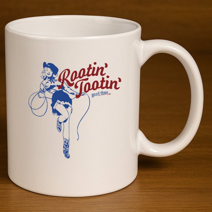 Rootin Tootin Good Time Cowgirl Funny Saying 11oz C Handle Ceramic Mug