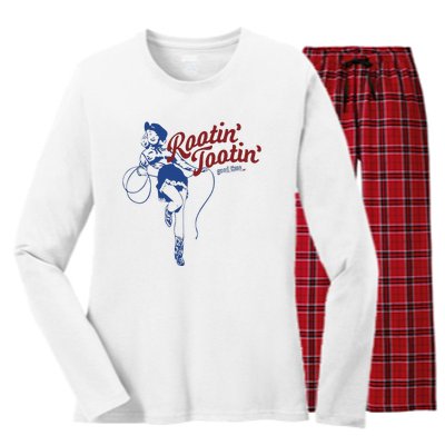 Rootin Tootin Good Time Cowgirl Funny Saying Women's Long Sleeve Flannel Pajama Set 