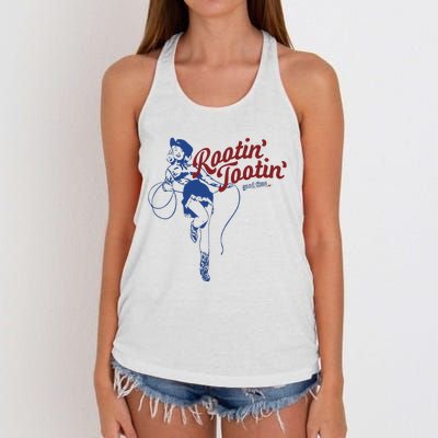 Rootin Tootin Good Time Cowgirl Funny Saying Women's Knotted Racerback Tank