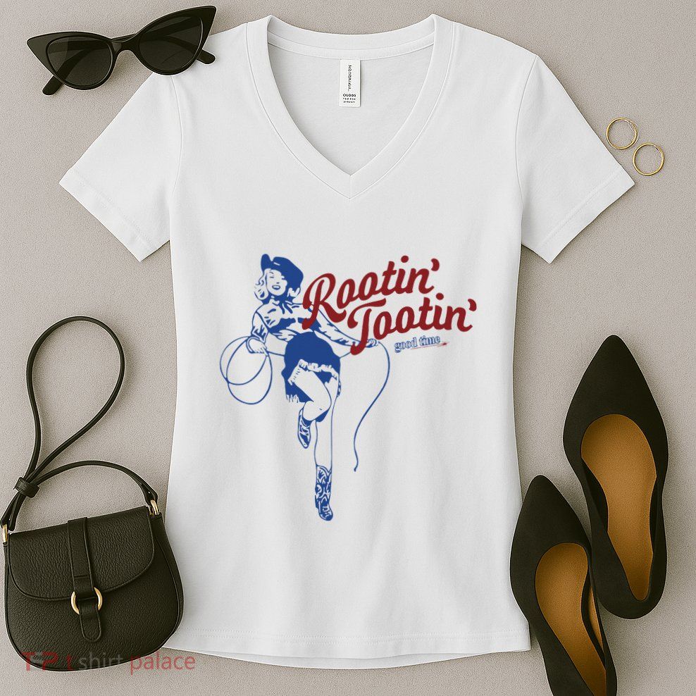 Rootin Tootin Good Time Cowgirl Funny Saying Women's V-Neck T-Shirt