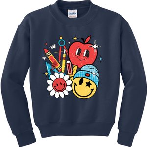 Retro Teacher Groovy Style Teacher Student Gift Kids Sweatshirt