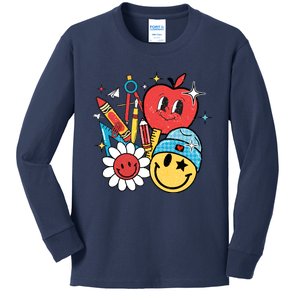 Retro Teacher Groovy Style Teacher Student Gift Kids Long Sleeve Shirt