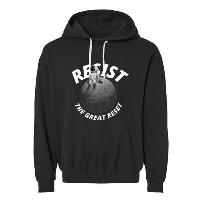 Resist The Great Reset NWO Conservative Garment-Dyed Fleece Hoodie