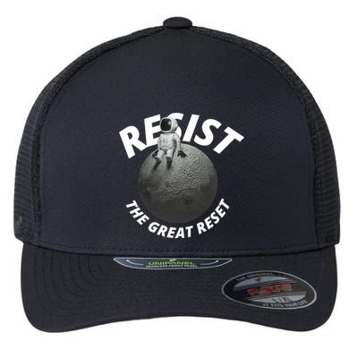 Resist The Great Reset NWO Conservative Flexfit Unipanel Trucker Cap