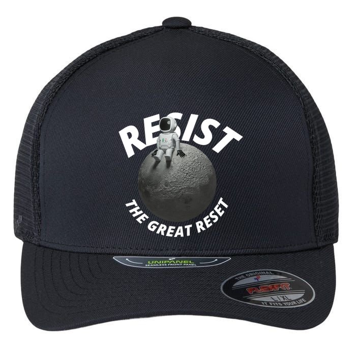 Resist The Great Reset NWO Conservative Flexfit Unipanel Trucker Cap