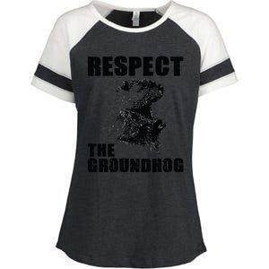 Respect The Groundhog Woodchuck Groundhog Day Enza Ladies Jersey Colorblock Tee