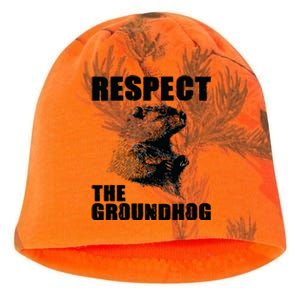 Respect The Groundhog Woodchuck Groundhog Day Kati - Camo Knit Beanie