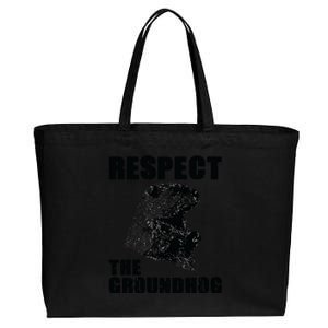 Respect The Groundhog Woodchuck Groundhog Day Cotton Canvas Jumbo Tote