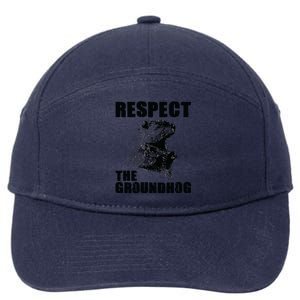 Respect The Groundhog Woodchuck Groundhog Day 7-Panel Snapback Hat