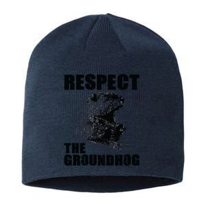 Respect The Groundhog Woodchuck Groundhog Day Sustainable Beanie