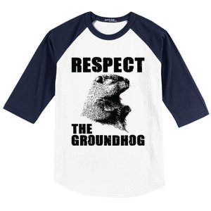 Respect The Groundhog Woodchuck Groundhog Day Baseball Sleeve Shirt