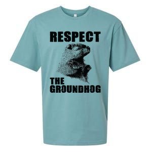 Respect The Groundhog Woodchuck Groundhog Day Sueded Cloud Jersey T-Shirt