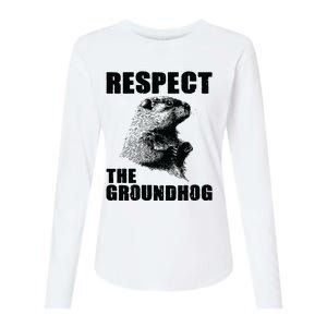 Respect The Groundhog Woodchuck Groundhog Day Womens Cotton Relaxed Long Sleeve T-Shirt