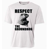 Respect The Groundhog Woodchuck Groundhog Day Cooling Performance Crew T-Shirt