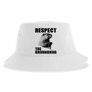 Respect The Groundhog Woodchuck Groundhog Day Sustainable Bucket Hat