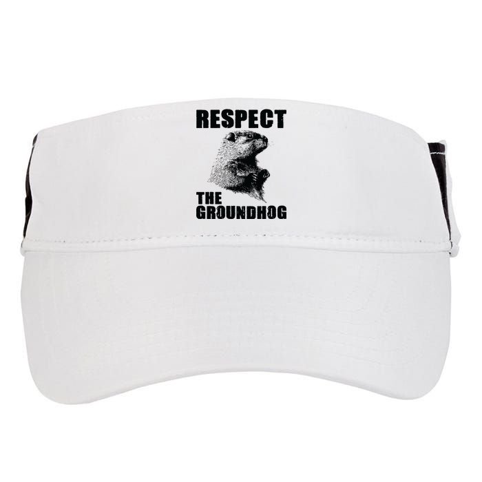 Respect The Groundhog Woodchuck Groundhog Day Adult Drive Performance Visor