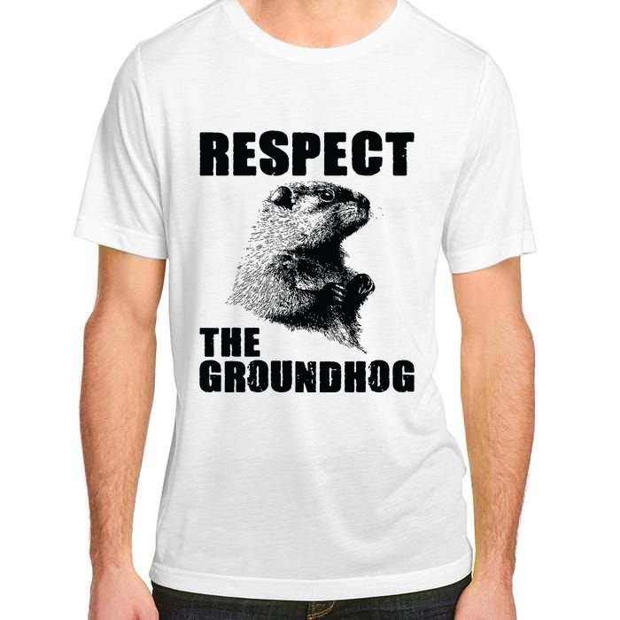 Respect The Groundhog Woodchuck Groundhog Day Adult ChromaSoft Performance T-Shirt