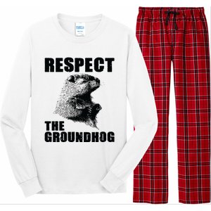 Respect The Groundhog Woodchuck Groundhog Day Long Sleeve Pajama Set