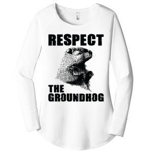 Respect The Groundhog Woodchuck Groundhog Day Women's Perfect Tri Tunic Long Sleeve Shirt