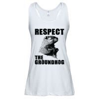 Respect The Groundhog Woodchuck Groundhog Day Ladies Essential Flowy Tank