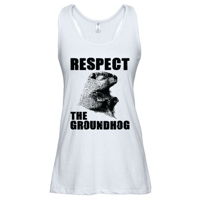 Respect The Groundhog Woodchuck Groundhog Day Ladies Essential Flowy Tank