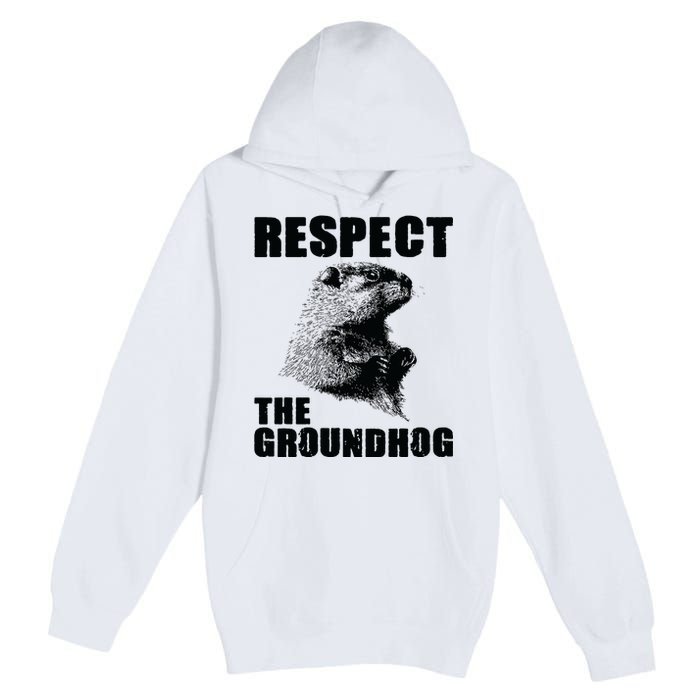 Respect The Groundhog Woodchuck Groundhog Day Premium Pullover Hoodie