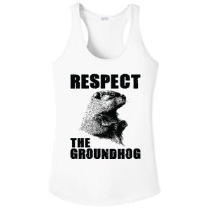 Respect The Groundhog Woodchuck Groundhog Day Ladies PosiCharge Competitor Racerback Tank