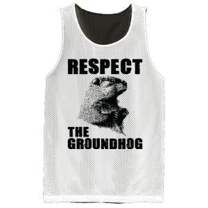 Respect The Groundhog Woodchuck Groundhog Day Mesh Reversible Basketball Jersey Tank