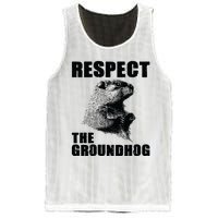 Respect The Groundhog Woodchuck Groundhog Day Mesh Reversible Basketball Jersey Tank