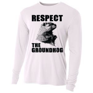 Respect The Groundhog Woodchuck Groundhog Day Cooling Performance Long Sleeve Crew