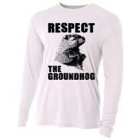 Respect The Groundhog Woodchuck Groundhog Day Cooling Performance Long Sleeve Crew