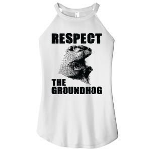 Respect The Groundhog Woodchuck Groundhog Day Women's Perfect Tri Rocker Tank