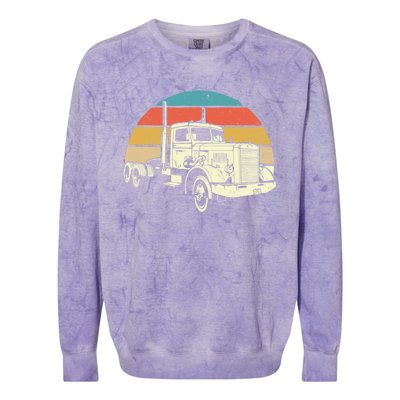 Retro Trucker Gift Big Rig Hauler Truck Driver Trucking Cool Gift Colorblast Crewneck Sweatshirt