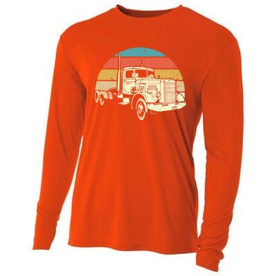 Retro Trucker Gift Big Rig Hauler Truck Driver Trucking Cool Gift Cooling Performance Long Sleeve Crew