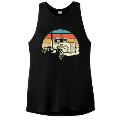 Retro Trucker Gift Big Rig Hauler Truck Driver Trucking Cool Gift Ladies PosiCharge Tri-Blend Wicking Tank