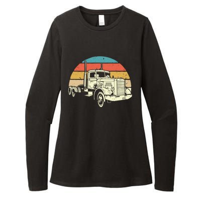 Retro Trucker Gift Big Rig Hauler Truck Driver Trucking Cool Gift Womens CVC Long Sleeve Shirt