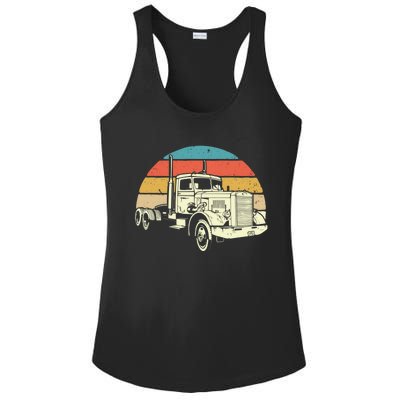 Retro Trucker Gift Big Rig Hauler Truck Driver Trucking Cool Gift Ladies PosiCharge Competitor Racerback Tank