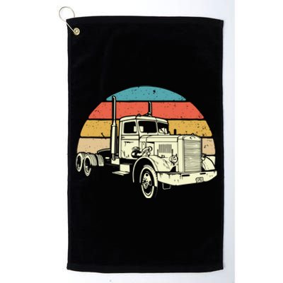 Retro Trucker Gift Big Rig Hauler Truck Driver Trucking Cool Gift Platinum Collection Golf Towel