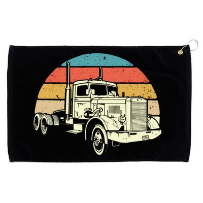 Retro Trucker Gift Big Rig Hauler Truck Driver Trucking Cool Gift Grommeted Golf Towel